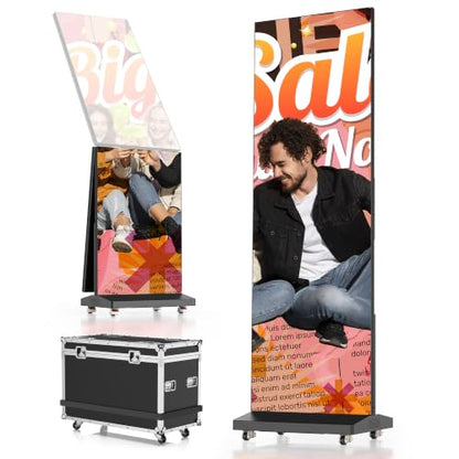 80 Inch LED Digital Signage Display with P1.86, LED Poster Screen Frameless Splicing, Advertising Display GOB LED Screen with Flight Case for Giant Commercial Events & Rentals (Black, 1 Unit) - color: Black, size: 1 Unit