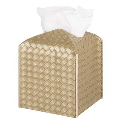 Tissue Box Cover Square Leather Facial Paper Holder, Gold - color: Gold, size: square