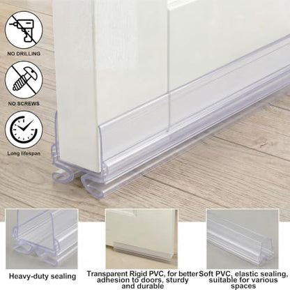 Yaocom 4strip 32" Vinyl U Shape Door Bottom Seal Slide on Door Sweep, Clear - color: Clear