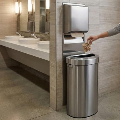 iTouchless 23 Gallon / 87 L Stainless Steel Open Trash Can/Recycle Bin - color: Silver 23 Gal Semi-Round