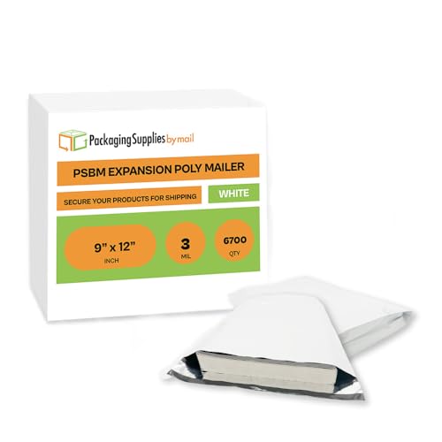 PSBM 6700 PCS 15 x 20 Inch White Expansion Poly Mailer, Self Seal Expandable Gusseted Shipping Envelope, Ideal for Packing and Shipping Cloths, Documents, Books, Gifts, Jewelry and More