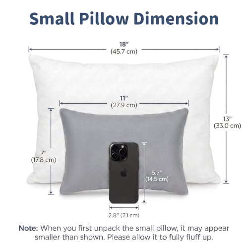 Pro Goleem 2-Pack Small Pillow, 7"x11" Soft Mini Pillow for Travel, Camping, Sleeping, Nap & Neck, Lumbar, Knee Support, for Office,Bed, Car, Air, Tiny Cushion for Kids, Pets, Adults (Grey) - color: Grey, 2-pack