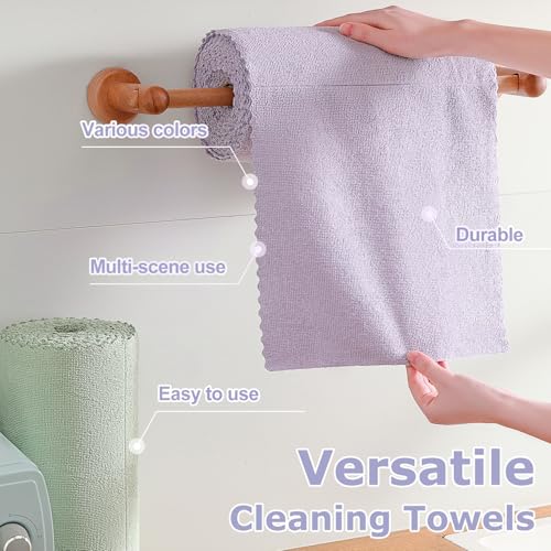 Jessy Home 80 Pack Microfiber Cleaning Cloth Roll Reusable Paper Towels 12"x12" Tear Away Cloth, Microfiber Towels for Cars, Wash Cloths, Lint Free Rags for House, Kitchen,Window,Cleaning Supplies - color: Light Purple