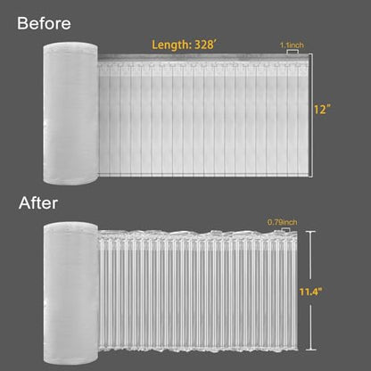 Bubble Cushioning Wrap Roll for Packing 12"x328' Inflatable Bottle Shipping Package Large Air Pillows for Shipping & Moving Heavy Duty Space-saving Packing Material for Fragile Items, 55um - size: 12"x328'