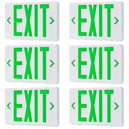 Universal Green Light LED Exit Sign OSHA Commercial, 6 Pack - color: White Housing+Green Letter, size: 6 Pack