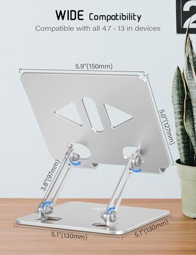 Aoviho Tablet Stand for Desk,Adjustable Tablet Holder,Silver - color: Silver