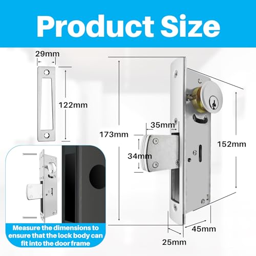 Storefront Door Mortise Lock, Commercial Door Locks with Cylinder Deadbolt