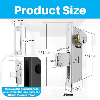 Storefront Door Mortise Lock, Commercial Door Locks with Cylinder Deadbolt