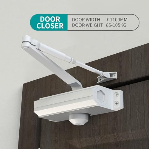 Automatic Door Closer Heavy Duty Fire Prevention Spring Hydraulic Aluminum Alloy Surface Mounted Residential Commercial Door Closer Hold Open Adjust Speed Door Weights 187-231 Lbs Size3-White - color: White, size: Size3 Model 1883 Hold Open-Door Weight 18