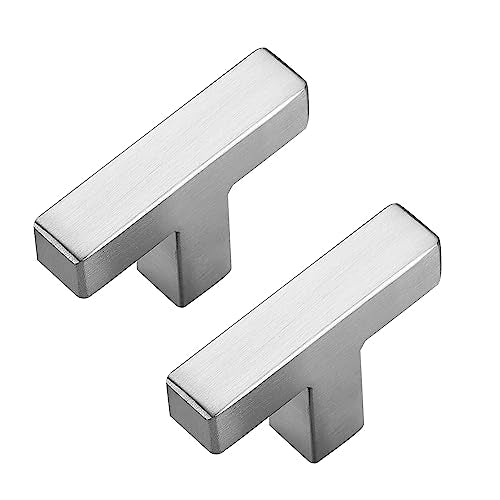 5 Pack Brushed Nickel Cabinet Knobs, 2in Length Square Bar Drawer Pulls - color: Brushed Nickel, size: 5 Pack, style: Square