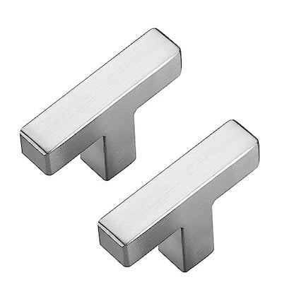 5 Pack Brushed Nickel Cabinet Knobs, 2in Length Square Bar Drawer Pulls - color: Brushed Nickel, size: 5 Pack, style: Square