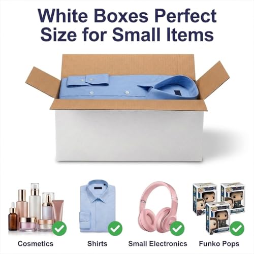 Shipping Boxes 9X6X6 Set of 25, White Corrugated Cardboard Box for Mailing Business Packaging - size: 9X6X6 Inches
