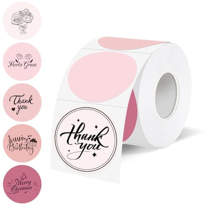 1.5 inch Round Thermal Label,Pink Thermal Sticker Labels,Direct Thermal Printer Label for DIY Logo Design,Thanks Card,500 Labels/1 Roll - color: Pink Gradient, size: 1.5 inch
