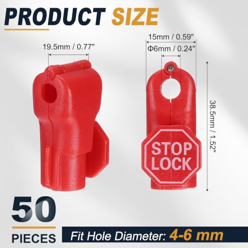 uxcell Pegboard Hook Stop Locks, 6mm Red Display Hook Locks 50Pcs - color: Red, size: 6mm