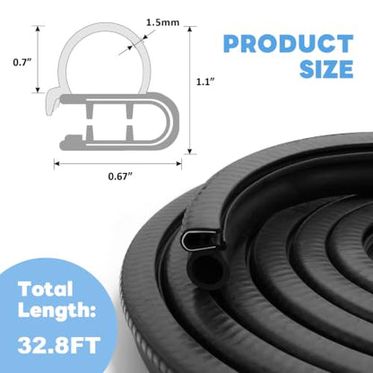 Storystore Automotive Door Weather Stripping 32.8Ft, Rubber Edge Trim Seal - size: 32.8 Feet
