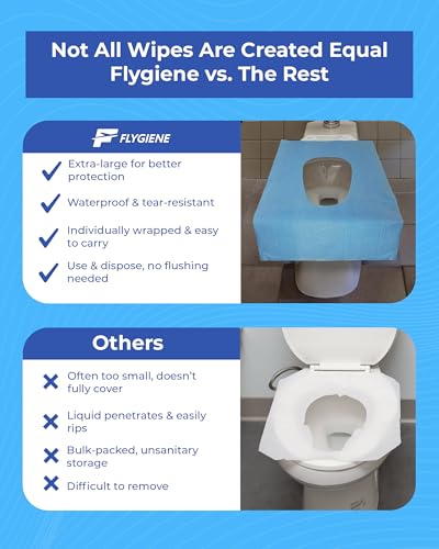 Disposable Toilet Seat Covers for Travel – Waterproof, Tear-Resistant XL Toilet Liners with 2 Layers of Protection – Individually Wrapped Travel Size Toiletries - 100 Count (10 Packs of 10) - size: 100 Count (10 Packs of 10)