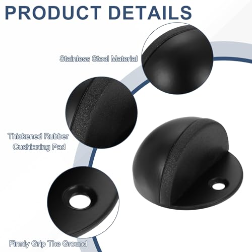 uxcell Low Dome Floor Door Stop, 45mm Dia. Stainless Steel Door Stopper - color: Black