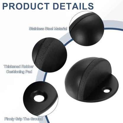 uxcell Low Dome Floor Door Stop, 45mm Dia. Stainless Steel Door Stopper - color: Black