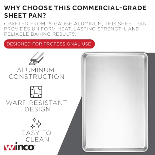 Winco Full Size Aluminum Commercial-Grade Sheet Pan