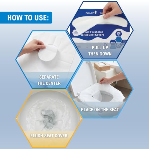 MED PRIDE Disposable Toilet Seat Covers,Flushable,Septic Safe,250 Count