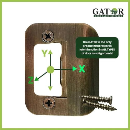 Gator Door Strike Plate 2-1/4" Latch Restorer, 1-Pack - color: Antique Brass