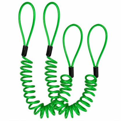 Security Cable Lock 2 Pack, 5FT Self-Coiling Stainless Steel Double Loop Cable, Flexible Anti-Theft Wire for Luggage, Bike, Helmet & Travel Gear (Green) - color: Green