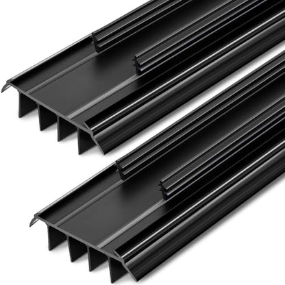 Pushglossy 2 Pcs Kerf Style Door Bottom Seal with Vinyl Fins, Black - color: Black, size: Kerf Style