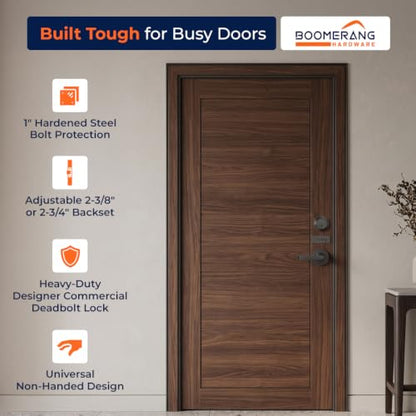 Boomerang DB7431 Heavy-Duty Designer Commercial Deadbolt Lock, 6-Pin - color: Matte Black (US19), style: 6 Pin Cylinder