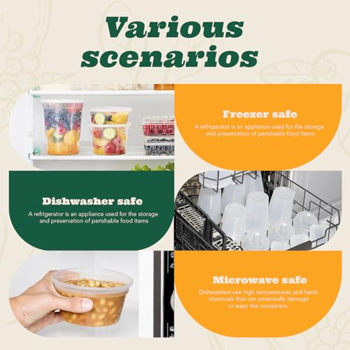 Glotoch Express 48 Sets Deli Containers with Lids,16/8 oz X 24 Set Each - size: Mix(8 &16 oz) - 48 Sets