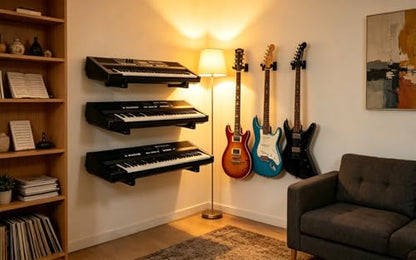 Heavy-Duty Steel Slatwall piano wall mount ,Can be rotated by 180°,Telescoping Arms (12"-18") for Keyboard Holder,Piano Stand,Piano Keyboard Stand, Music Production Equipment(1 Pair)