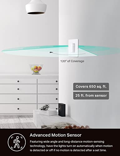 Kasa Smart Motion Sensor Switch, ES20MP2, Single Pole, Needs Neutral Wire - size: 2-Pack, style: Motion Sensor + Dimmer