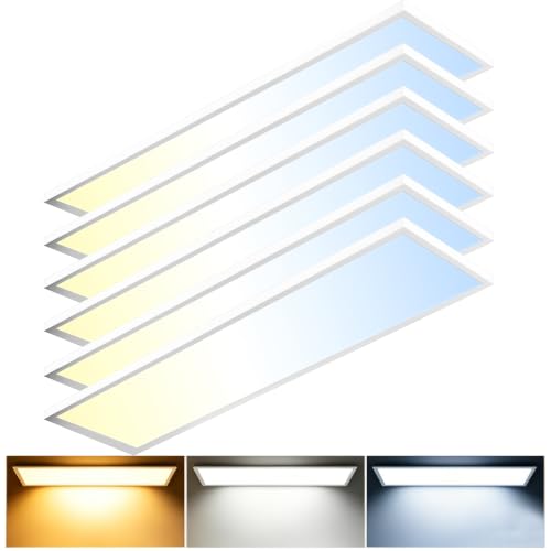 1x4 LED Flat Panel Light,Surface Mount Ceiling Light,3CCT Selectable - color: White, size: 6PACK
