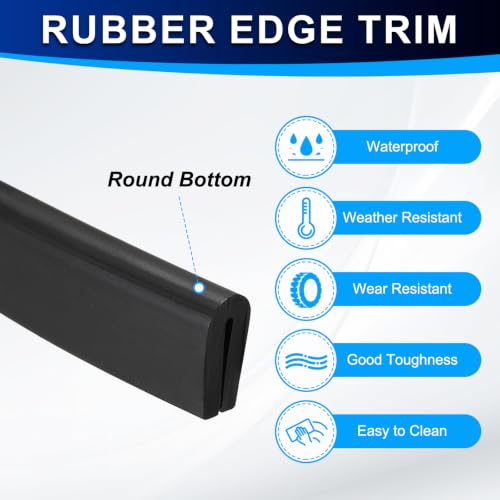 PATIKIL U Channel Rubber Edge Trim 8.2Ft Long for 1/64"–3/64" Thick Edge - size: 8.2Ft L x 5/32" W, 3/64" Slot