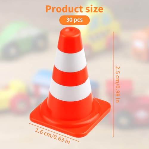 30pcs Mini Traffic Cones, Plastic Miniature Road Safety Cones Training Small Sports Construction Barricades Road Practice Signs-Toy Orange Traffic Caution Signs for Micro Landscape Sand Table