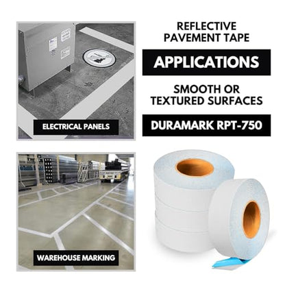 DuraMark RPT-750 Reflective Pavement Marking Tape, White, 2 in x 36 ft - color: White, size: 2 Inch x 36 Ft