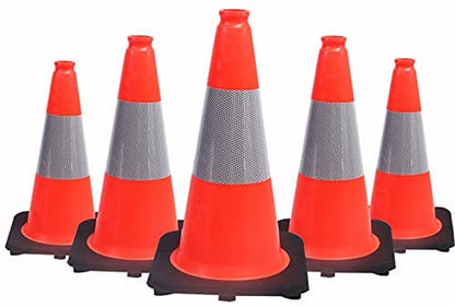 BESEA 5 Pack 18 Inch Traffic Cones with Weighted Black Base - size: 18" (5 Cones)