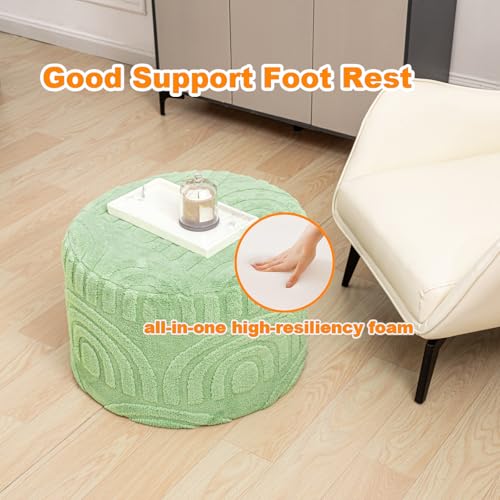 Asuprui Plush Pouf Ottoman Footrest,Foot Stools Ottoman,20"x14", Sage Green - color: Sage Green, size: 20"D x 20"W x 14"H