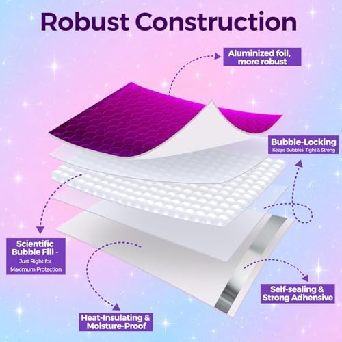 Fuxury Foil Bubble Mailers 4x8" 800 Pack Padded Envelopes Usable Size 4x7" - color: Purple, size: 4x8" 800PC