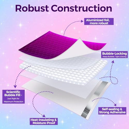Fuxury Foil Bubble Mailers 4x8" 800 Pack Padded Envelopes Usable Size 4x7" - color: Purple, size: 4x8" 800PC