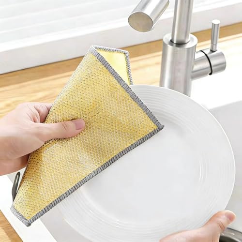 Scratch-Free Heavy-Duty Cleaning Cloth, Multi-Purpose Metal mesh dishwashing Cloth, Suitable for Kitchen, Tableware, pots, Pans, Sinks, Size 7.87 x 7.87 inches (10pcs(Random Color)) - color: 10pcs(random Color)