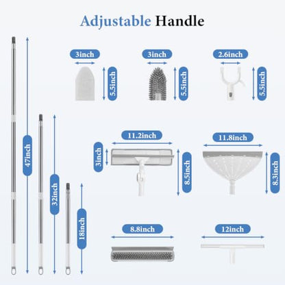 7-in-1 Shower Cleaning Tool, Floor Scrub Brush with 47" Long Handle