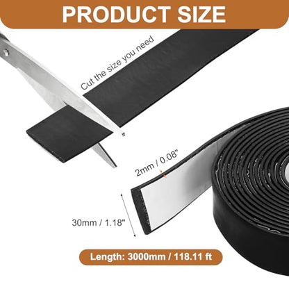 Smoke Fire Seal Strip 9.8Ft 30mm/1.18" Wx 2mm/0.08" T Black - color: Black, size: 9.8FT x 30mm / 1.18" W x 2mm / 0.08" T