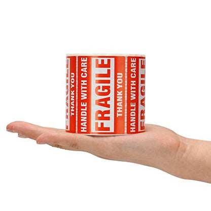 [1 Roll, 500 Labels] 2" x 3" Fragile Stickers Handle with Care Warning Packing/Shipping Labels - Permanent Adhesive - size: 1 Roll
