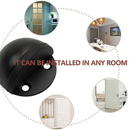 SANATO 8 Pack Black Low Dome Floor Mounted Stainless Steel Door Stop Door Stopper with Black Rubber - size: 8 Pack Arch
