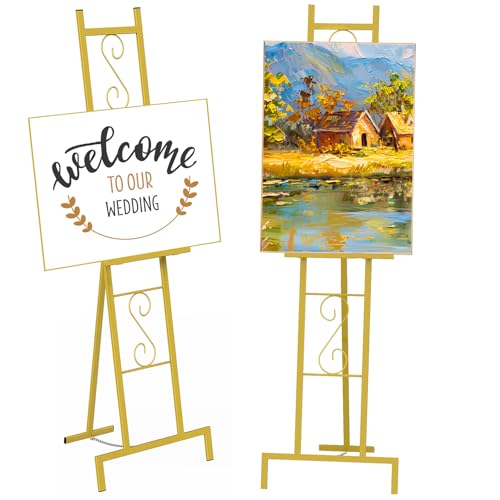 1 Pack Gold Easel Stand for Sign, Adjustable Wedding Sign Stand for Display - style: 1pack-Gold