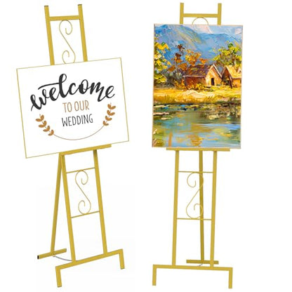 1 Pack Gold Easel Stand for Sign, Adjustable Wedding Sign Stand for Display - style: 1pack-Gold