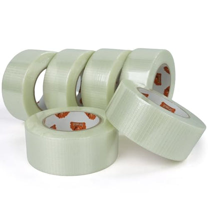 TAPEBEAR Clear Duct Tape Filament Strapping Tape 2" x 60Yards Two-Way - size: 2" x 60Yards/6Rolls