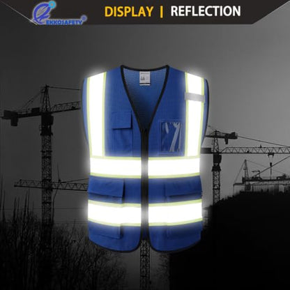 Hi Vis Reflective Safety Vest for Men Women,EK175,Blue,M - color: Blue, size: Medium