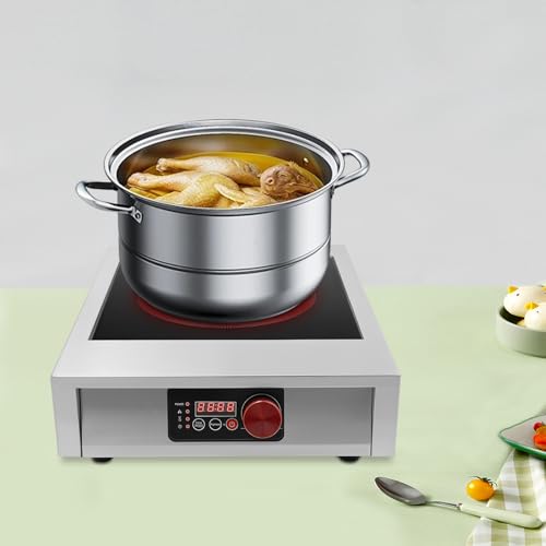 3500W Commercial Induction Cooktop, Stainless Steel Countertop Burner