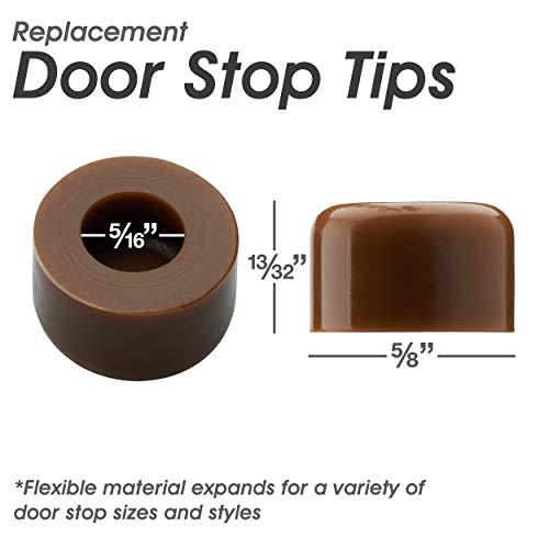 Premium Rubber Door Stop Stud Replacement Tips – Doorstopper Bumpers, Springe Hinge End Caps for Wall & Floor Protection – Universal Size (Brown) - color: Brown